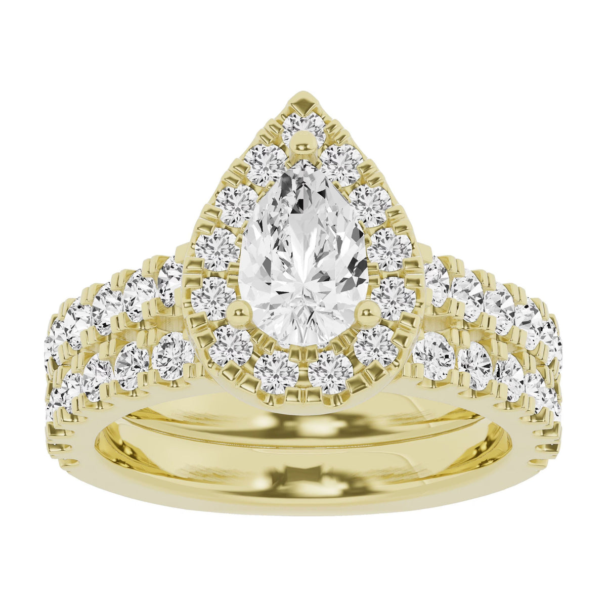 14K Yellow Gold Pear Solitaire Bridal Set T6140
