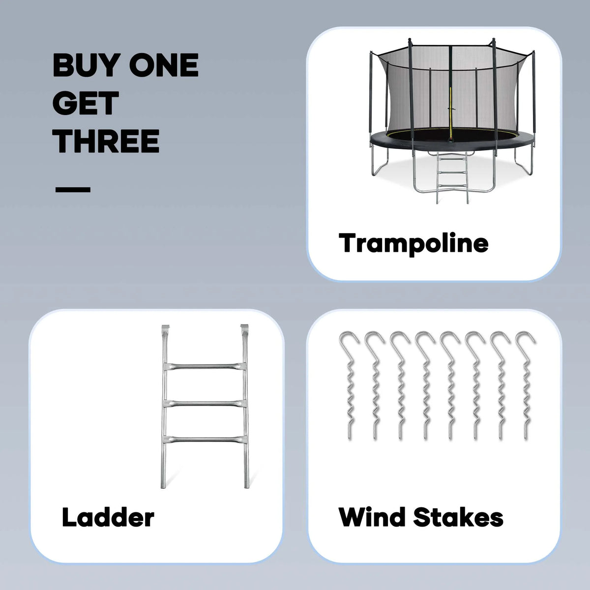 10FT Trampoline with Enclosure Net, Spring Cover, Ladder, Wind Stakes, 330lbs Weight Capacity C751463