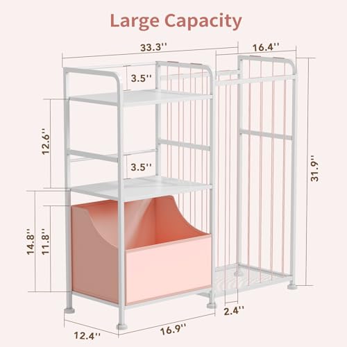 2-Tier White Stuffed Animal Storage Bookshelf with Toy Organizer Y51000