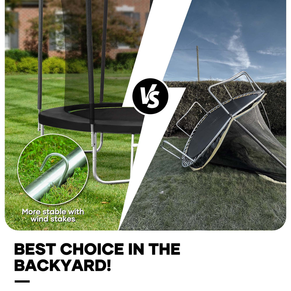 10FT Trampoline with Enclosure Net, Spring Cover, Ladder, Wind Stakes, 330lbs Weight Capacity C751463