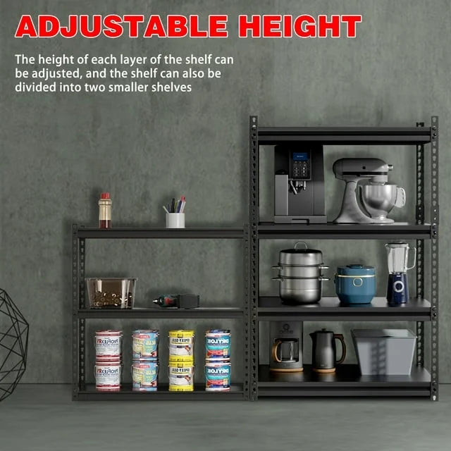 2 Packs 4 Tier Adjustable Metal Storage Shelves H8591