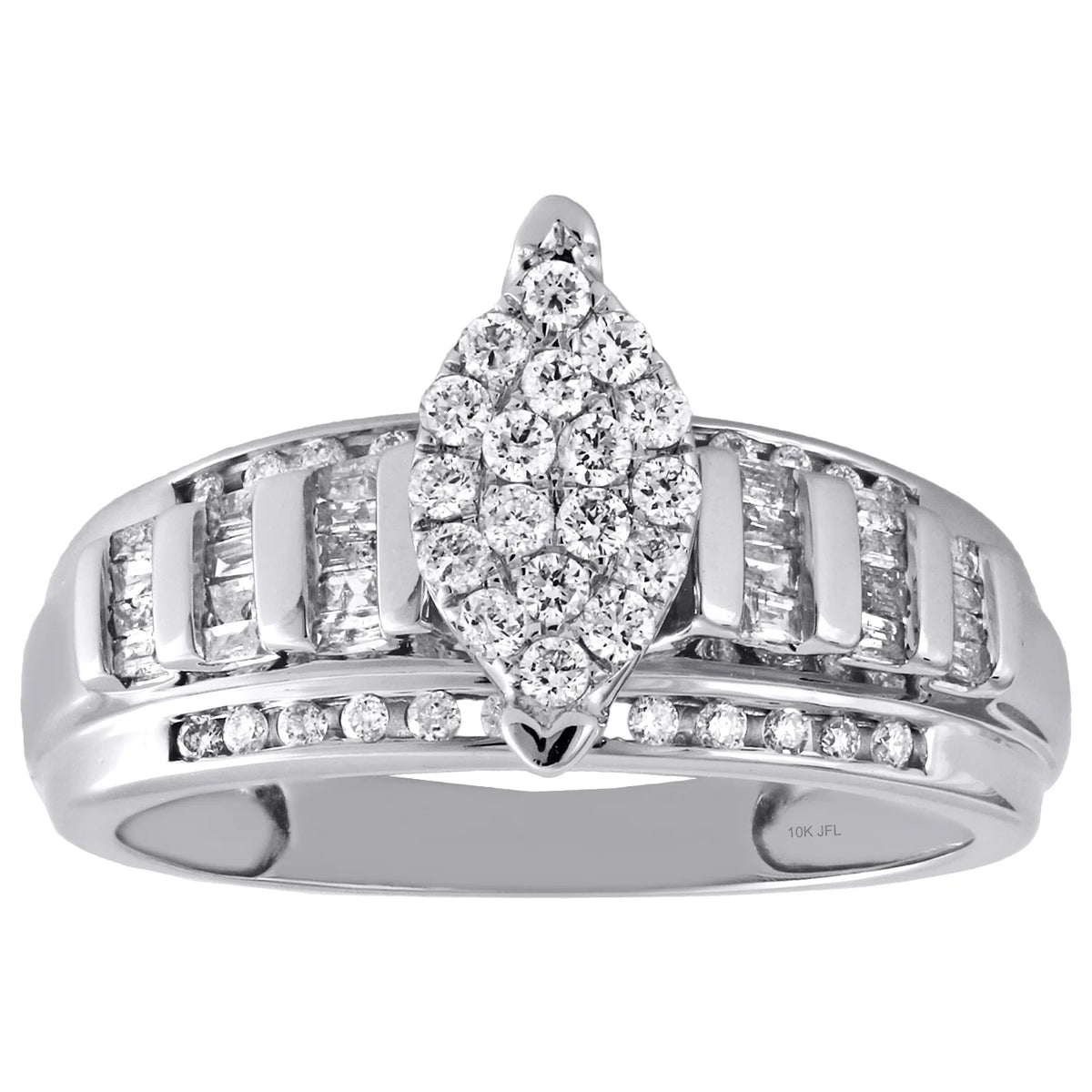 10K White Gold Diamond Cluster Engagement Ring 0.50 Ct. K25540