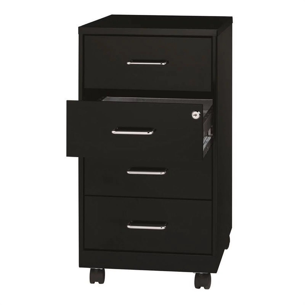 2 Piece Mobile Metal Storage Cabinet Set with 4 Drawer in Black H993
