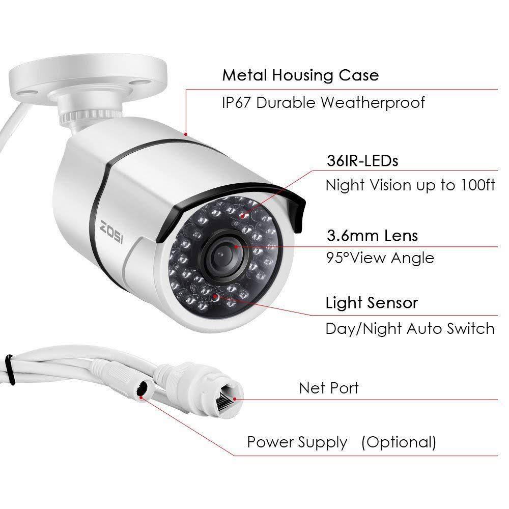 1080p PoE 8-Channel 1TB Hard Drive DVR Security Camera System with 4-Wired Bullet Cameras V3978