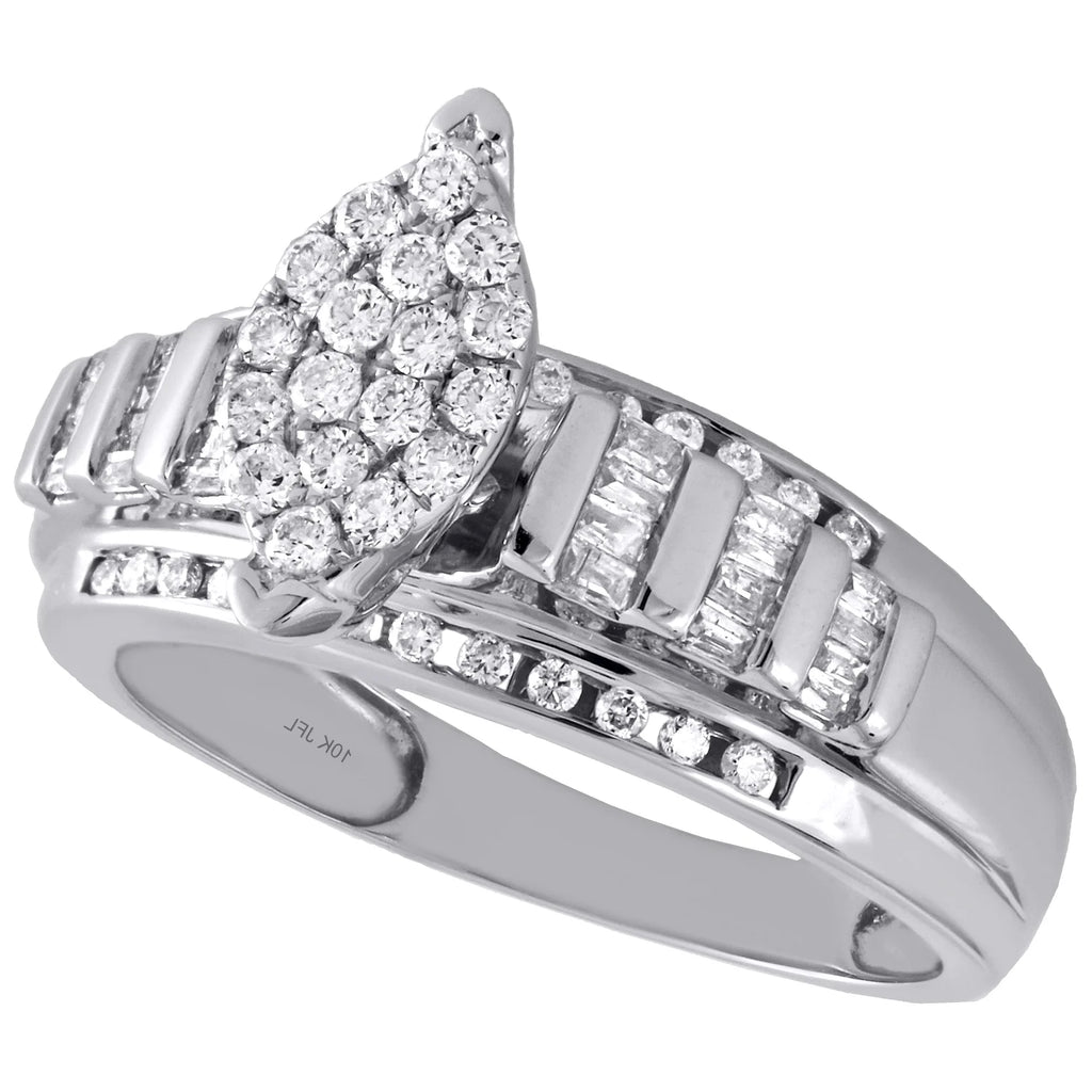10K White Gold Diamond Cluster Engagement Ring 0.50 Ct. K25540