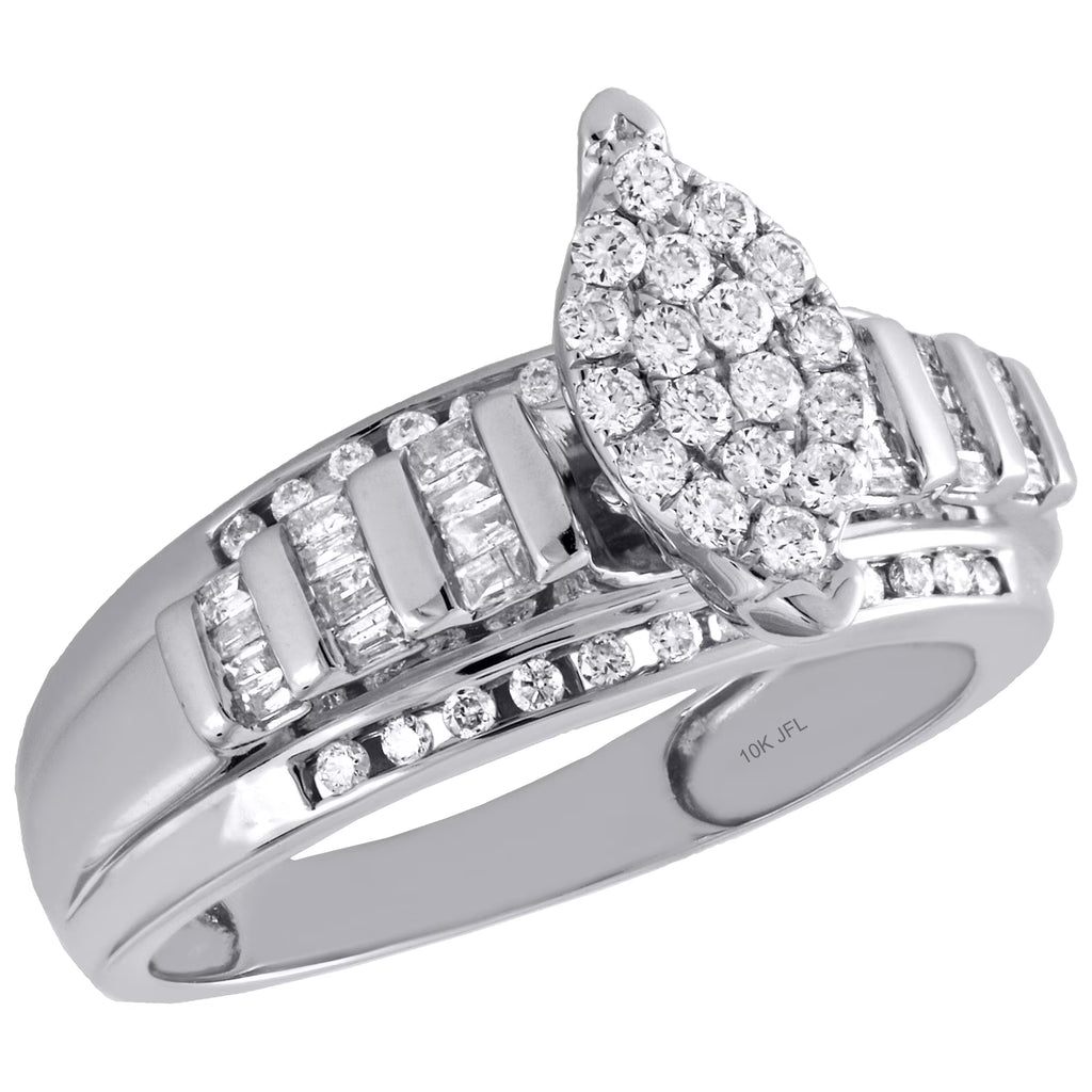 10K White Gold Diamond Cluster Engagement Ring 0.50 Ct. K25540