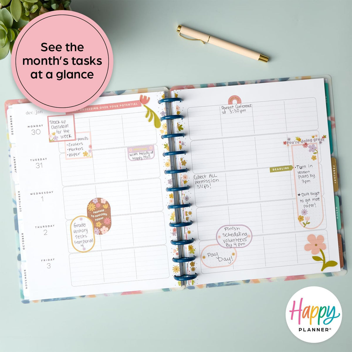 12-Month Academic Planner, July 2024–June 2025, Big Size, 72 Pages, 8 1/2" x 11" M83725