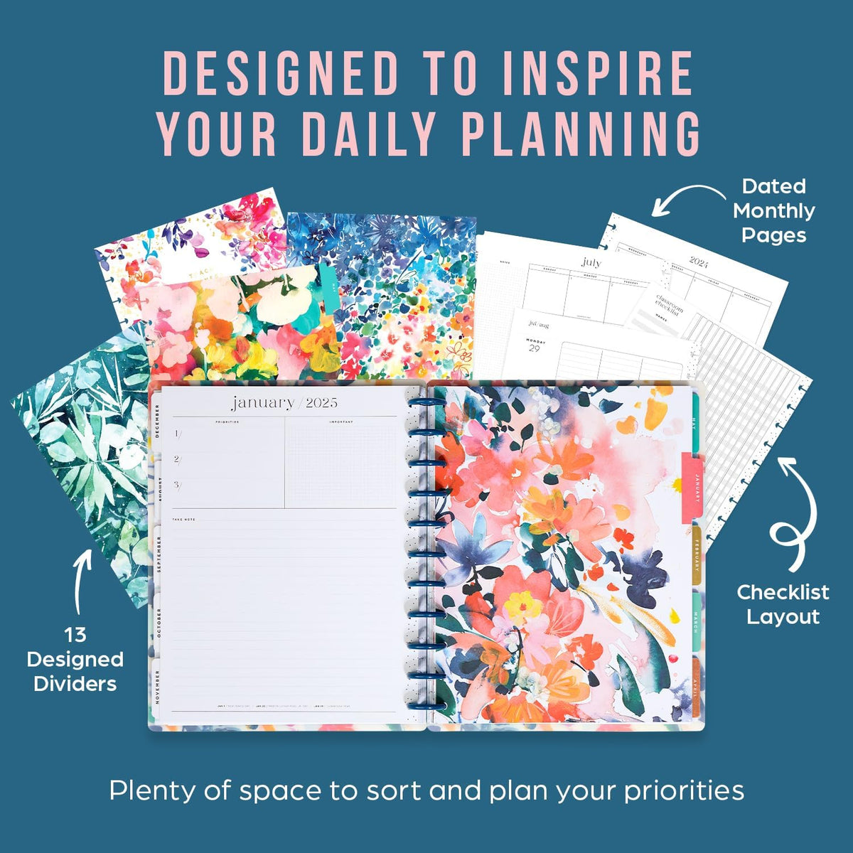12-Month Academic Planner, July 2024–June 2025, Big Size, 72 Pages, 8 1/2" x 11" M83725