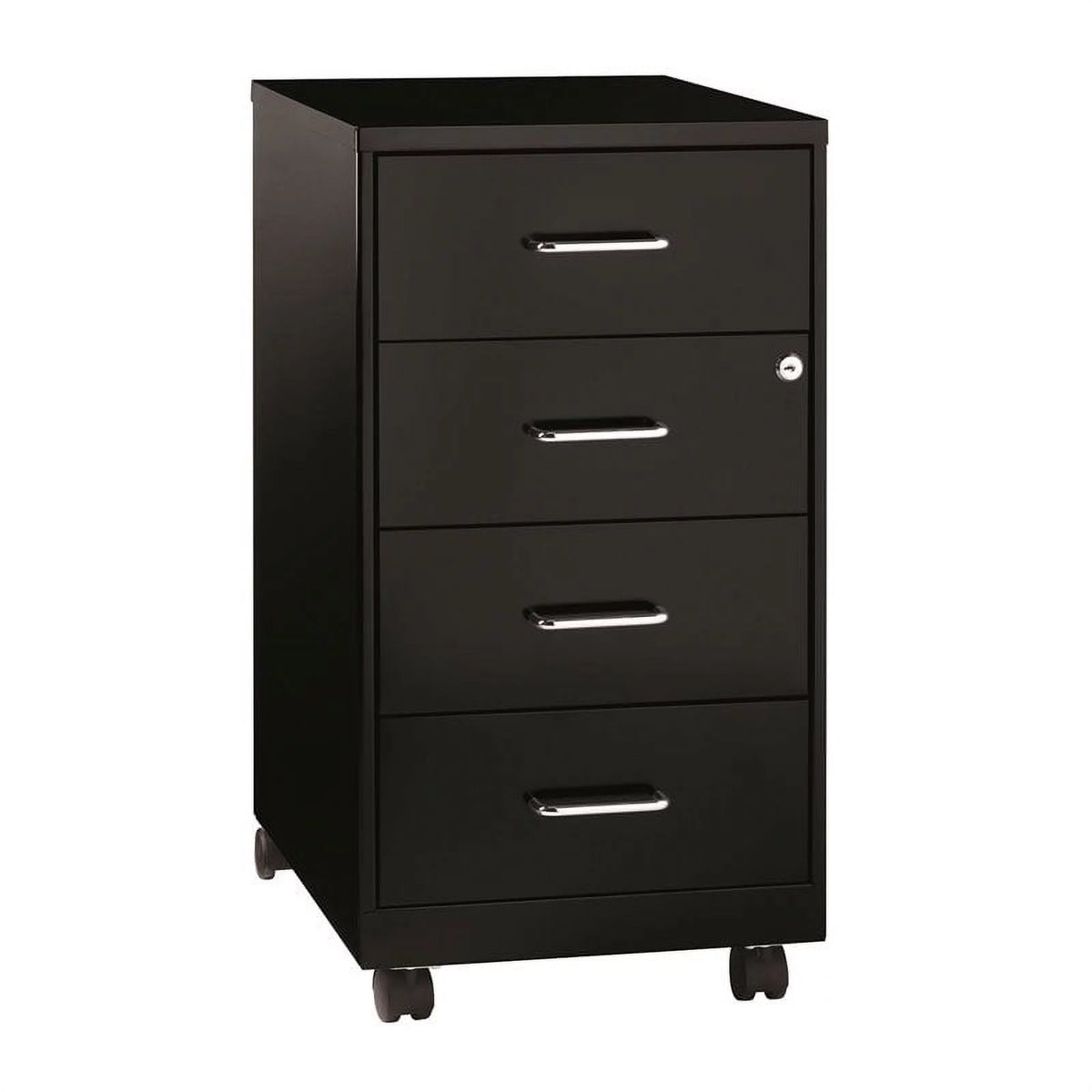2 Piece Mobile Metal Storage Cabinet Set with 4 Drawer in Black H993
