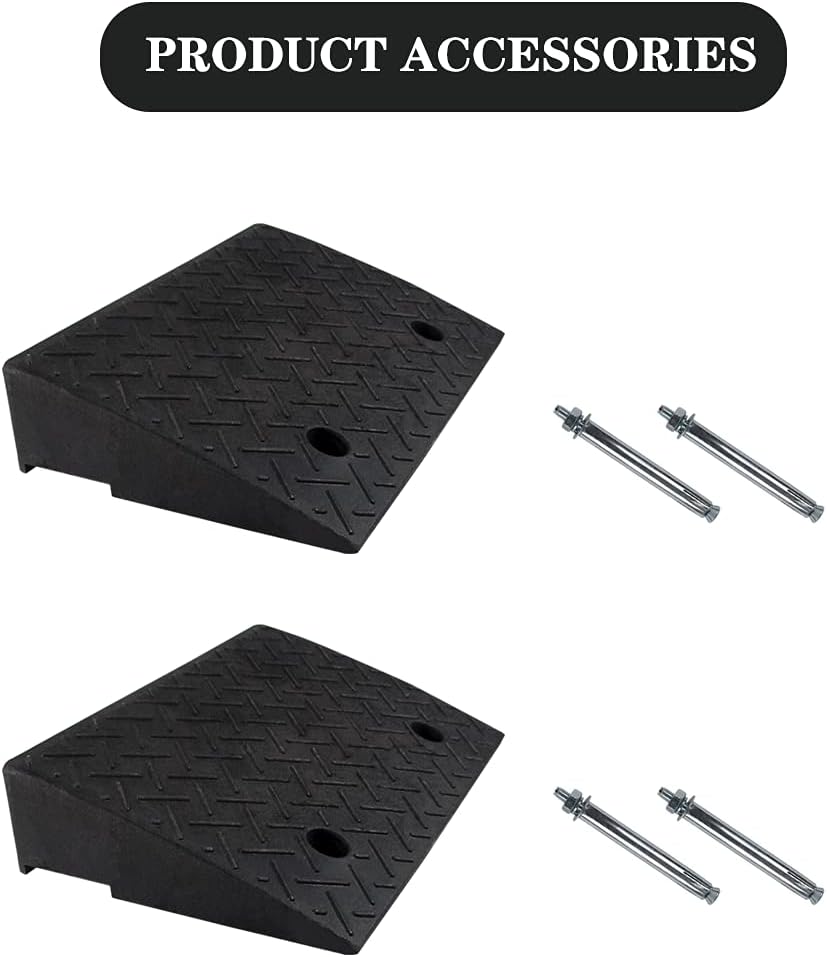 2 PCS 4'' Rubber Curb Ramps Heavy Duty Threshold Ramp C6177