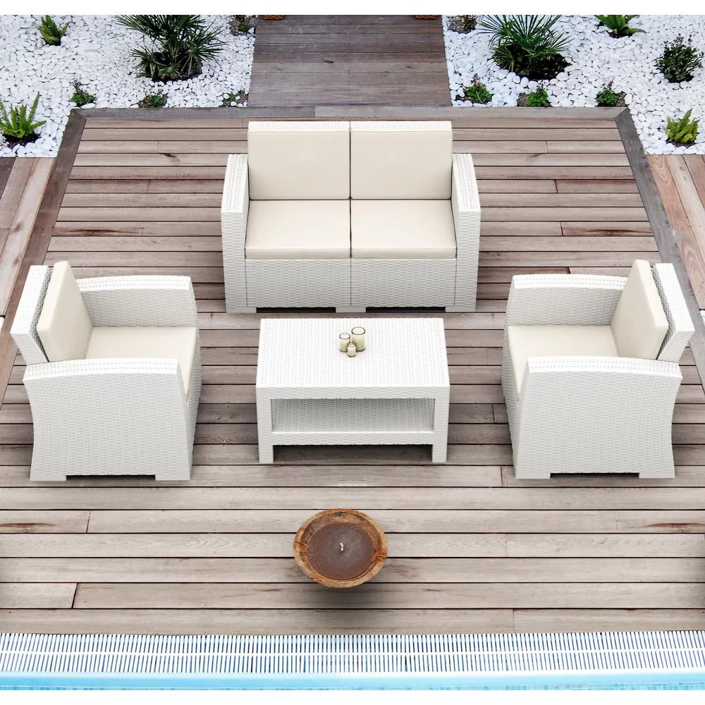 Rectangle Patio Coffee Table White A180