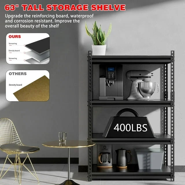 2 Packs 4 Tier Adjustable Metal Storage Shelves H8591