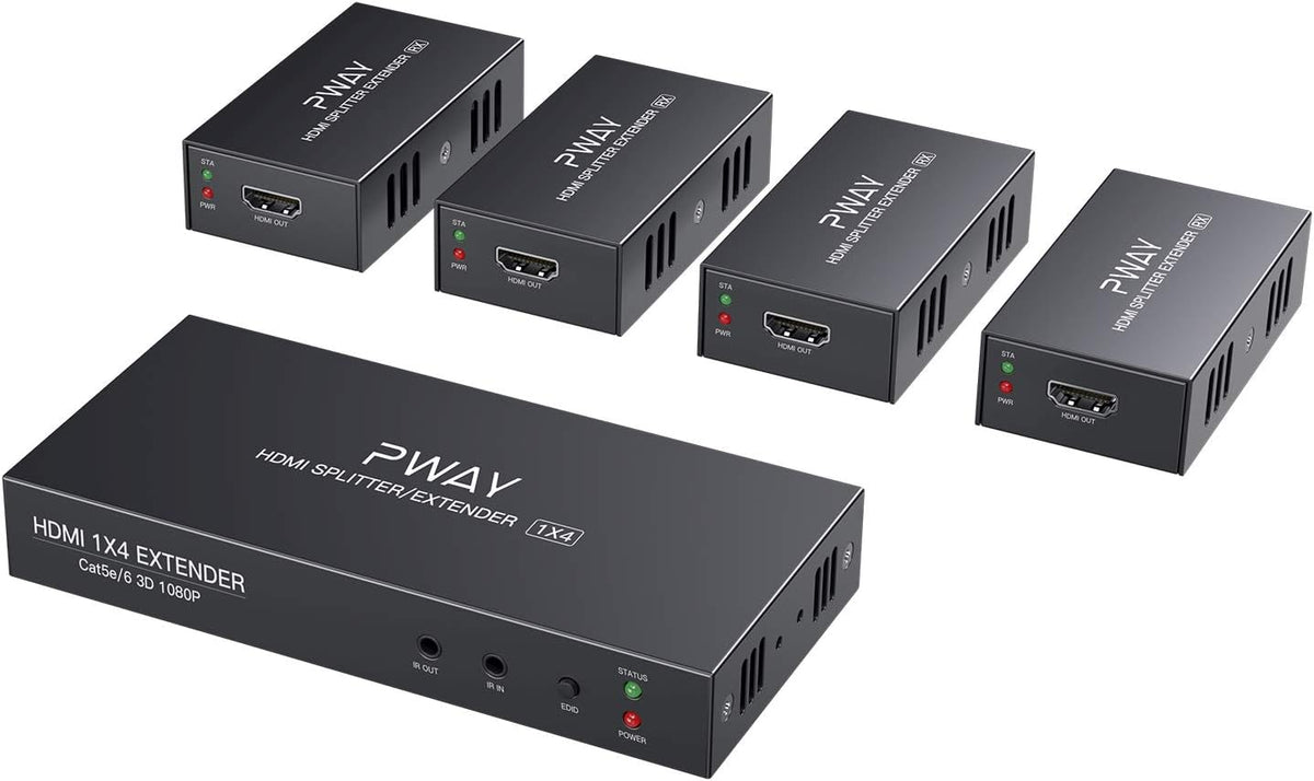 1x4 HDMI Extender Splitter 1080P Over Ethernet Cat6 B893539