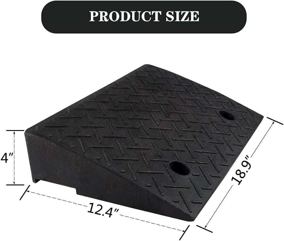 2 PCS 4'' Rubber Curb Ramps Heavy Duty Threshold Ramp C6177