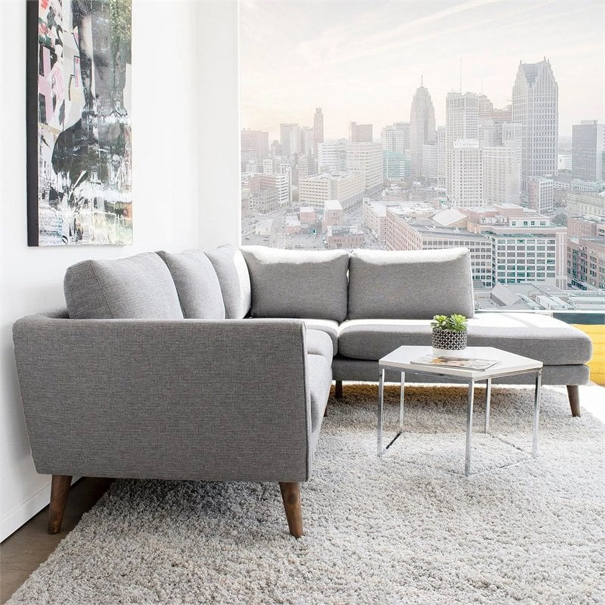 Light Gray Sectional Sofa Right Chaise U641631