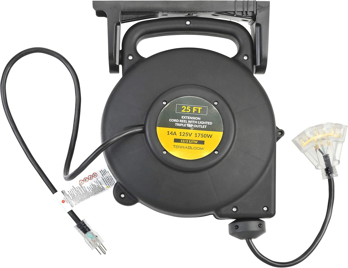 25 Ft 12/3 Retractable Extension Cord Reel O1832