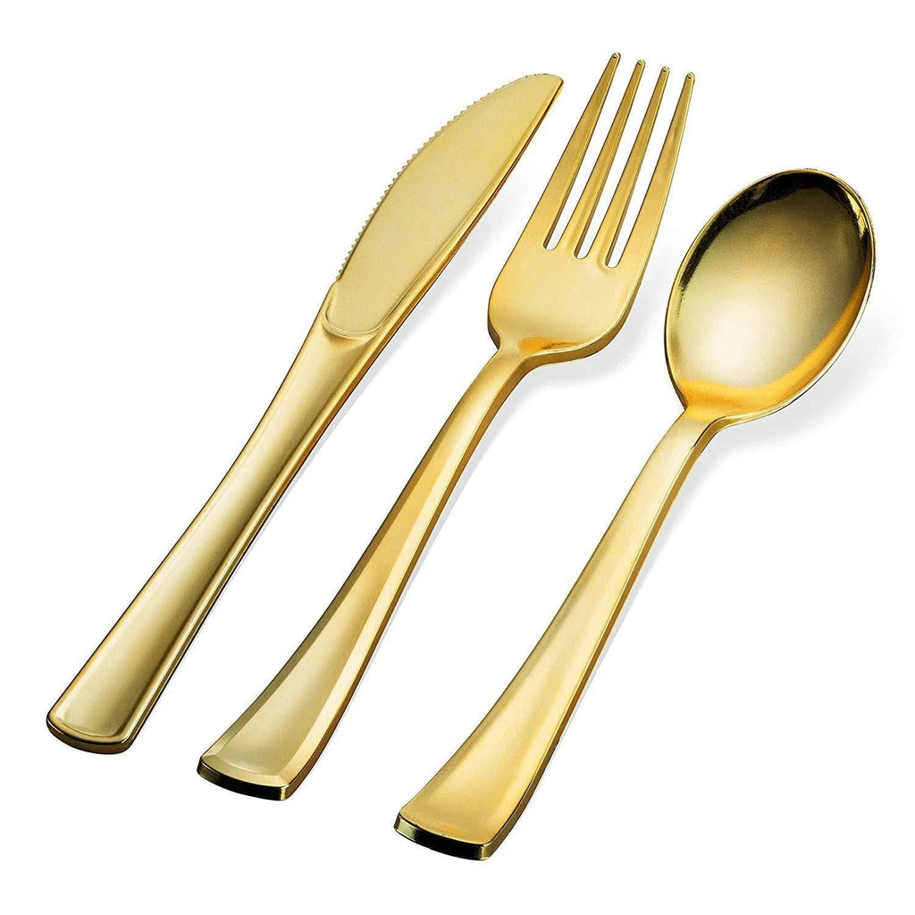 Gold Plastic Silverware Set O1758