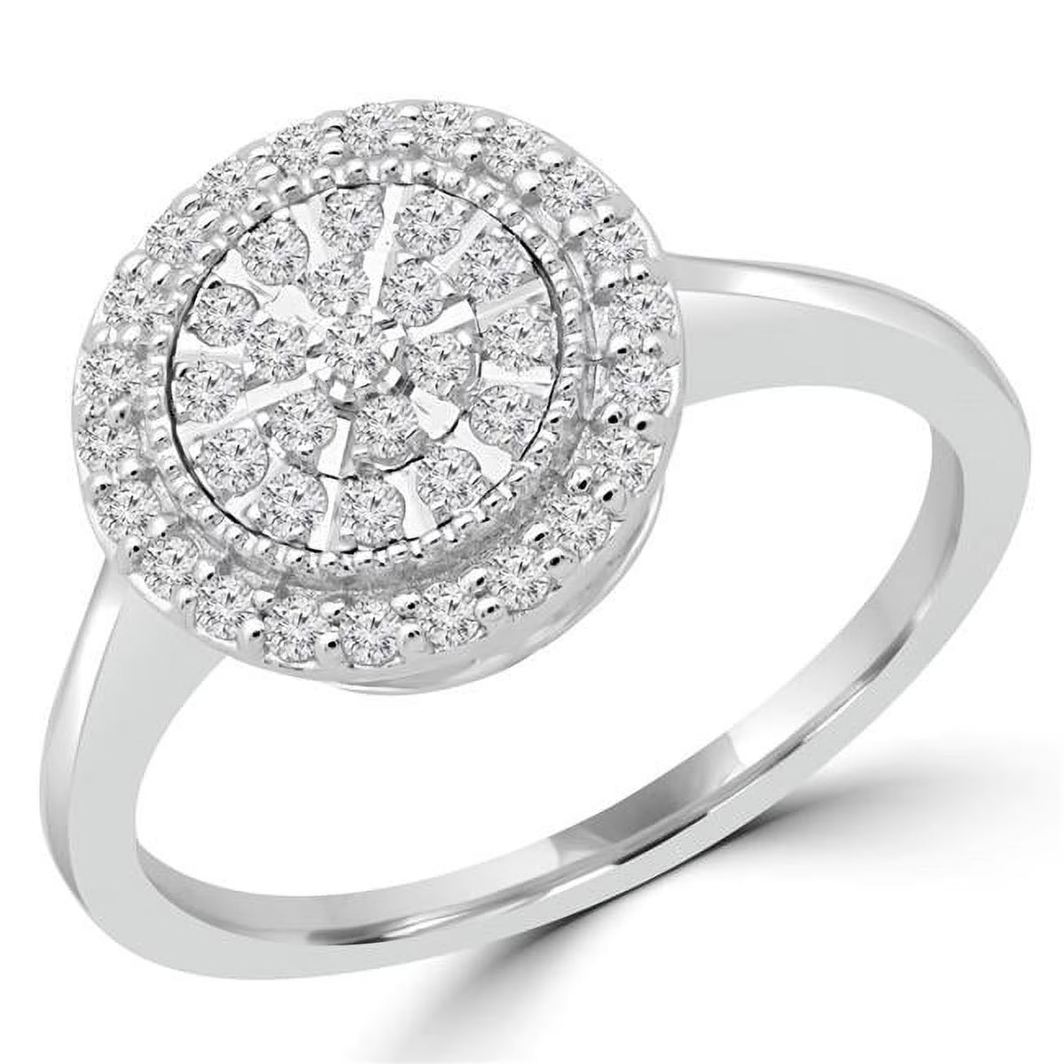 0.25 CTW Round Diamond Halo Cluster Engagement Ring in 10K White Gold B4701