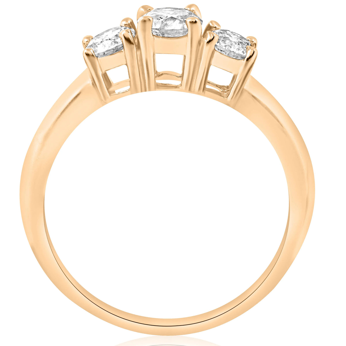 1ct Three Stone Diamond Engagement Ring 14K Yellow Gold B5837