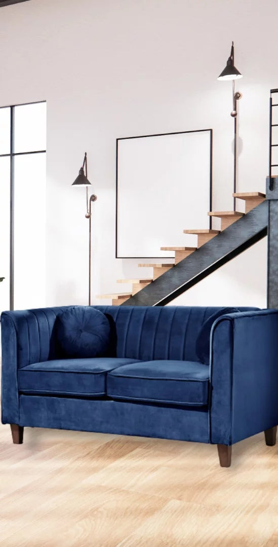 Blue Velvet Rolled Arm Loveseat H917685
