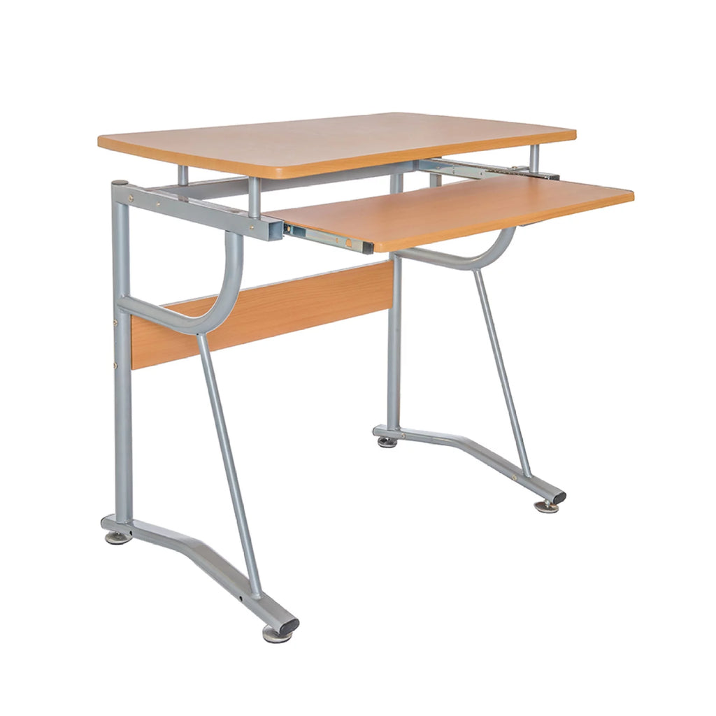 Compact Computer Desk with Side Shelf and Keyboard Panel P76397