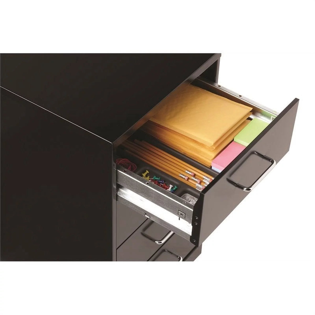 2 Piece Mobile Metal Storage Cabinet Set with 4 Drawer in Black H993