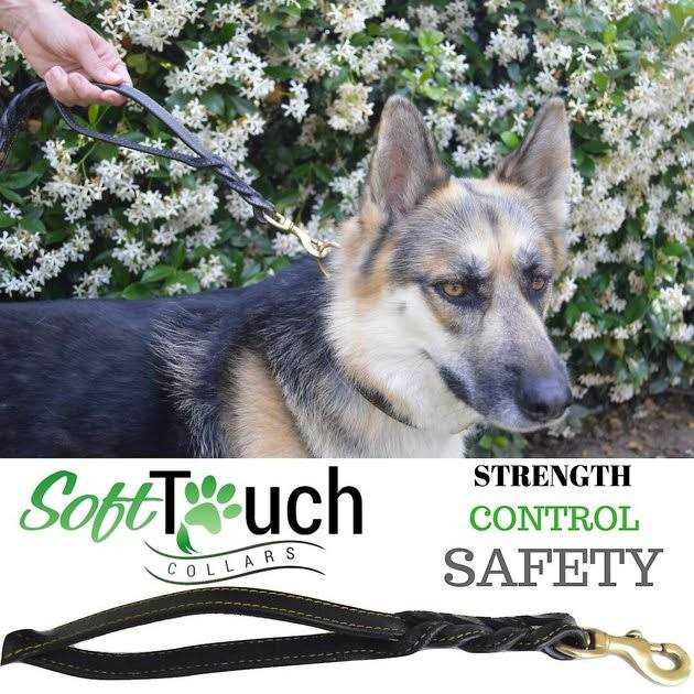 6 Foot Braided Leather Dog Leash with Traffic Handle J90991