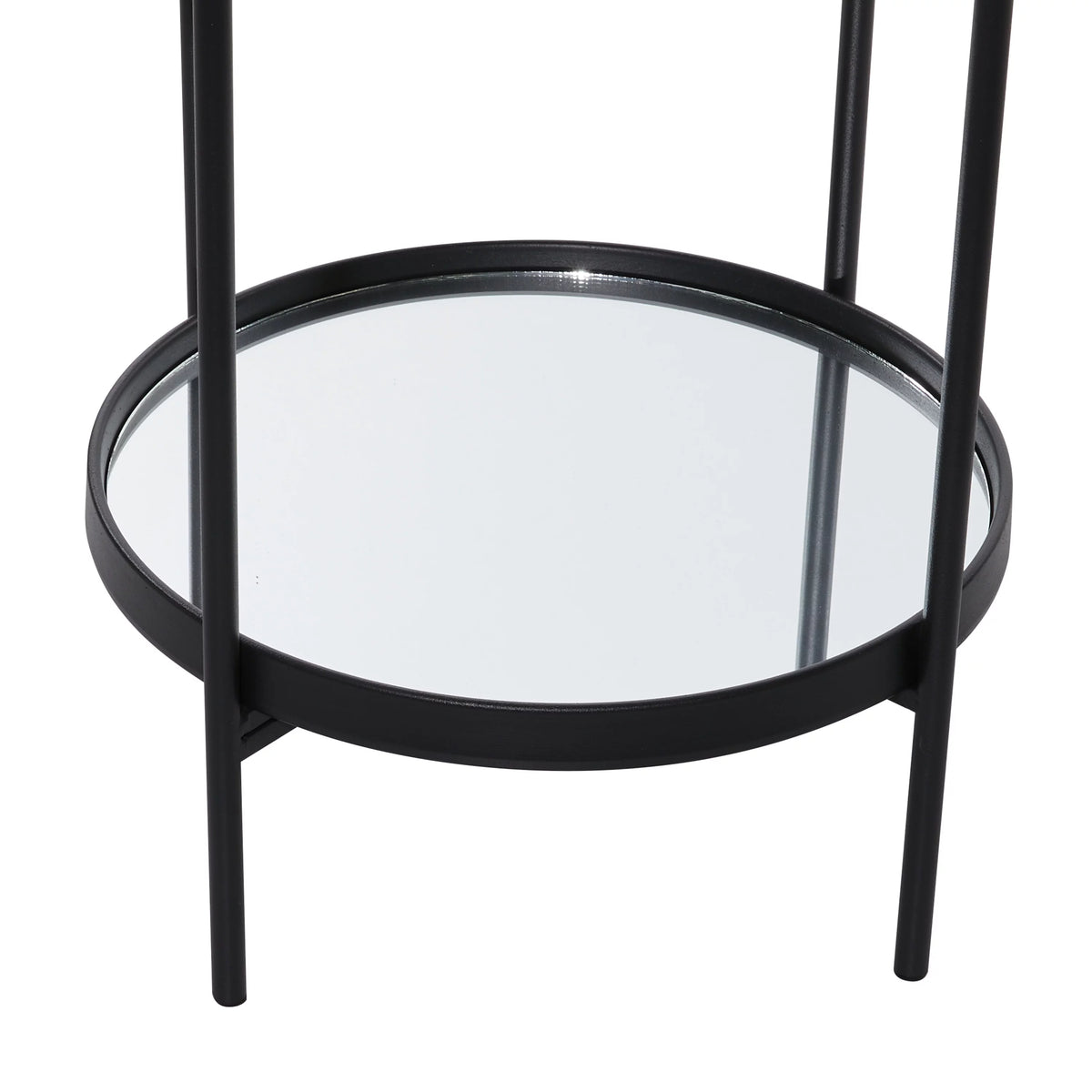 15" x 28" Black Metal 2 Level Accent Table with Mirrored Glass Top M45540