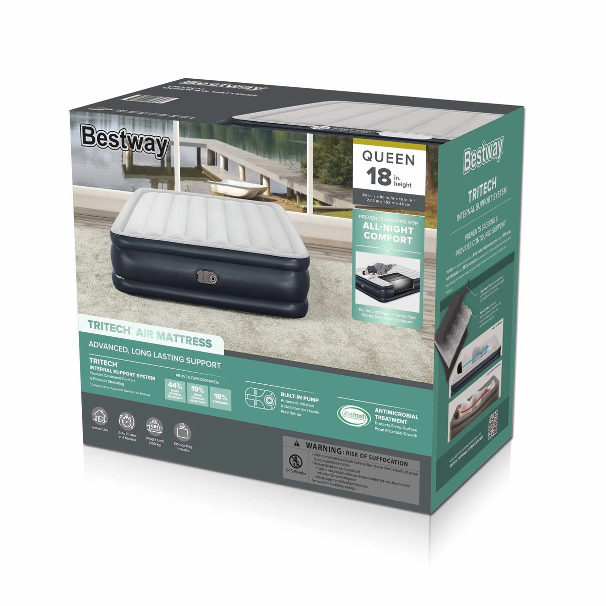 18 Queen Air Mattress with Built-in Pump H2285