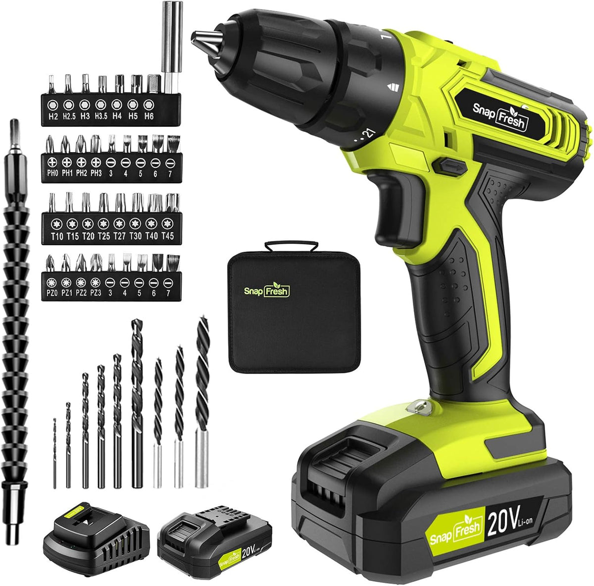 20V Cordless Drill Set with Battery and Charger, 43pcs Drill Bits W980476