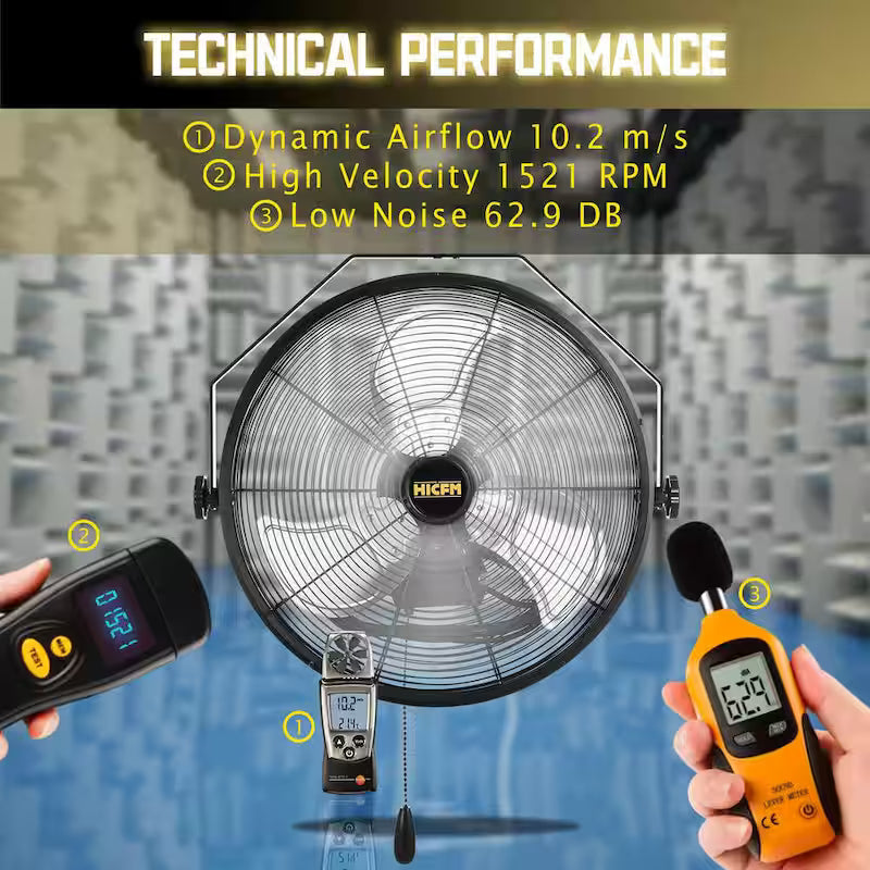 Yellow 3-Speeds Wall Fan with Metal Structure N889346