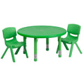 Green Plastic Adjustable Activity Table Set with 2 Chairs I735