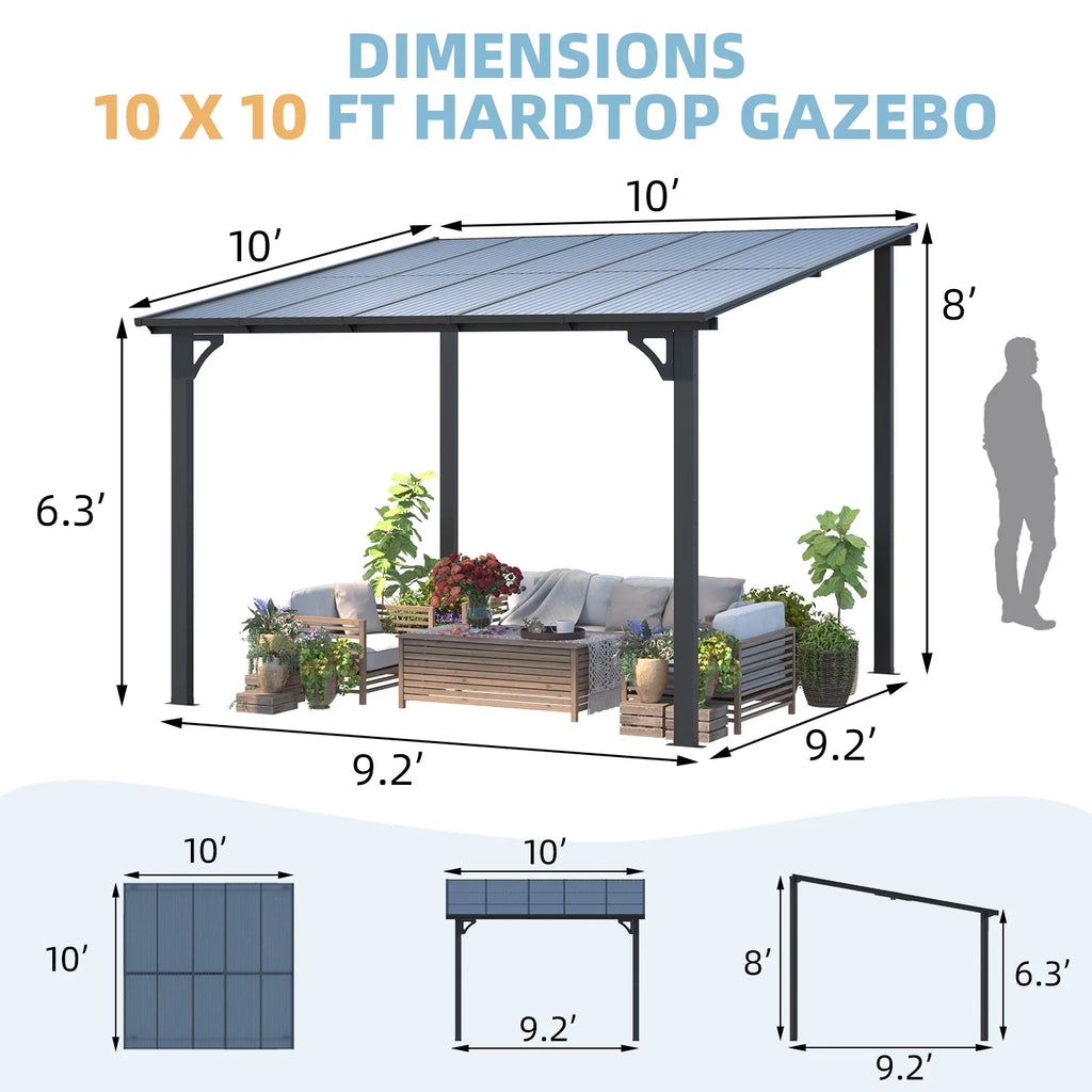 10' x 10' Aluminum Hardtop Gazebo Y50852