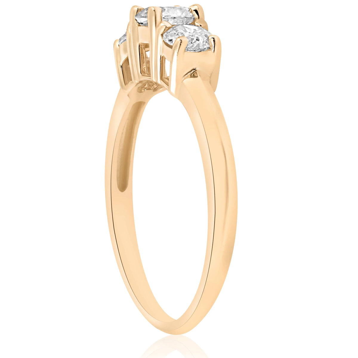 1ct Three Stone Diamond Engagement Ring 14K Yellow Gold B5837