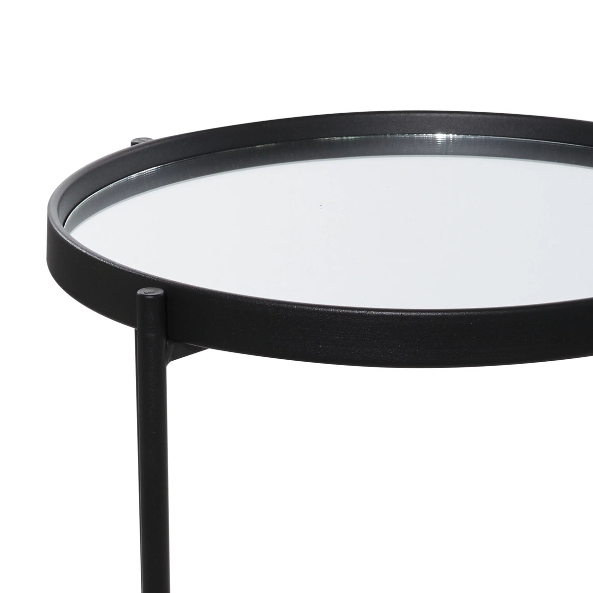 15" x 28" Black Metal 2 Level Accent Table with Mirrored Glass Top M45540