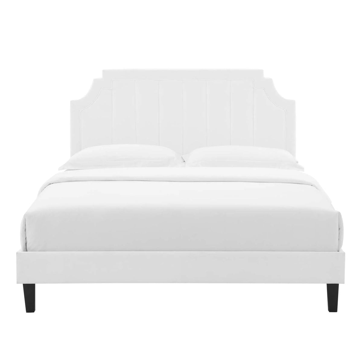 White Velvet King Platform Bed P144