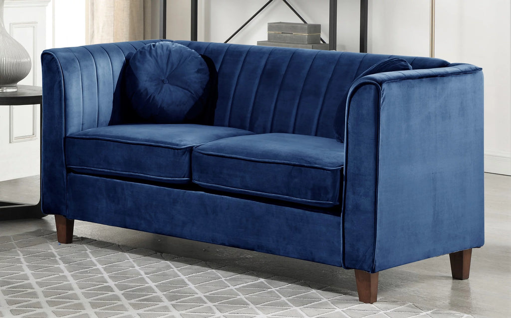 Blue Velvet Rolled Arm Loveseat H917685