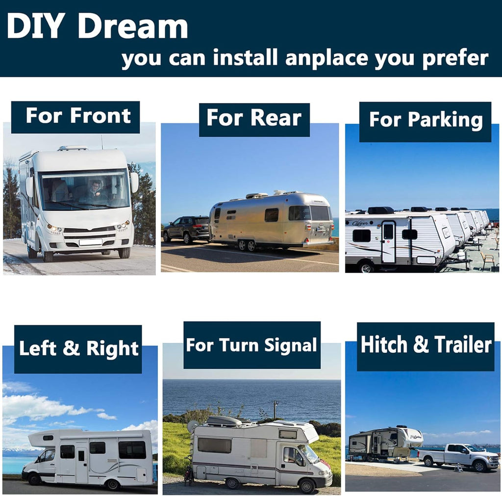 10.1 Monitor Backup Camera Built-in DVR 1080P HD 4 Split Screen IP69 Waterproof H345