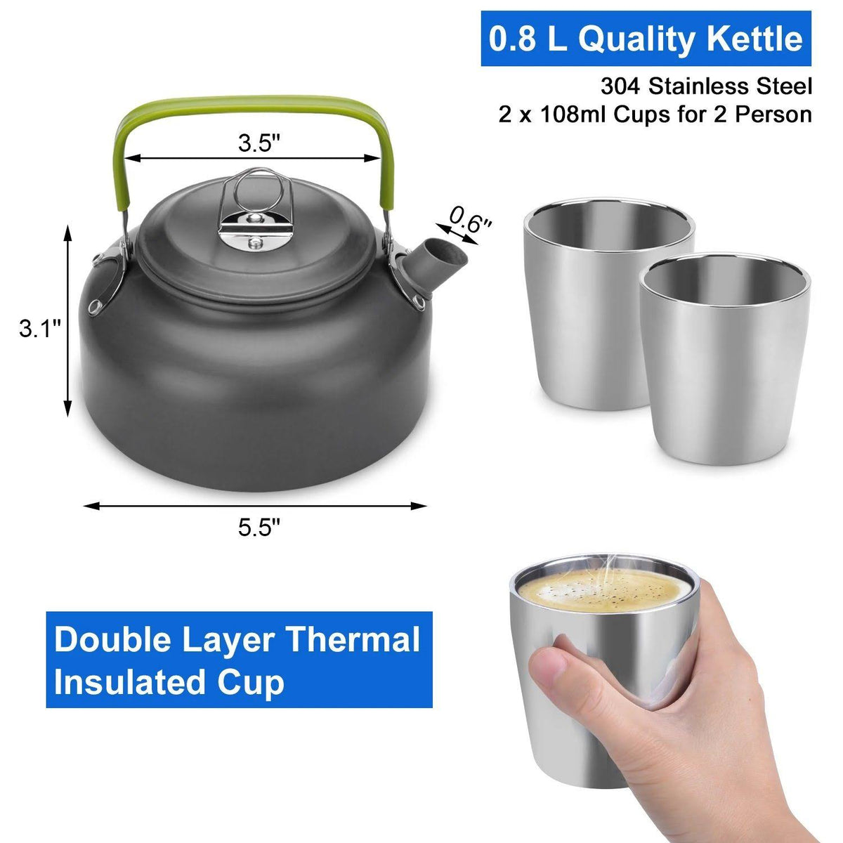 12-Piece Camping Cookware Mess Kit with Mini Stove X684770