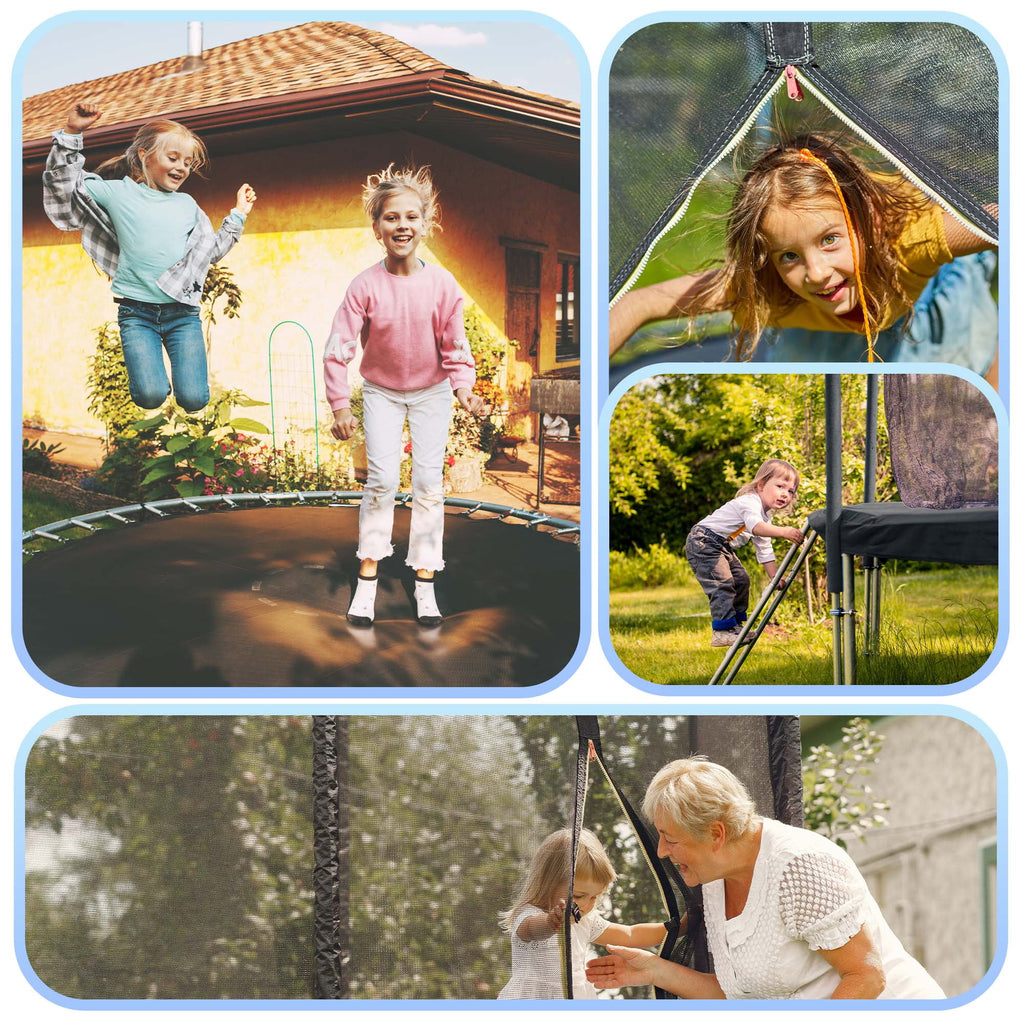 10FT Trampoline with Enclosure Net, Spring Cover, Ladder, Wind Stakes, 330lbs Weight Capacity C751463