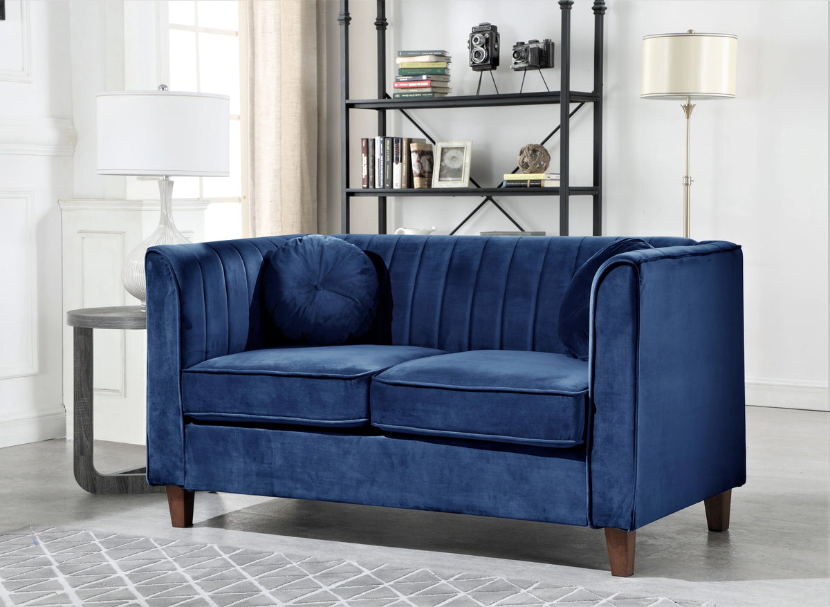 Blue Velvet Rolled Arm Loveseat H917685