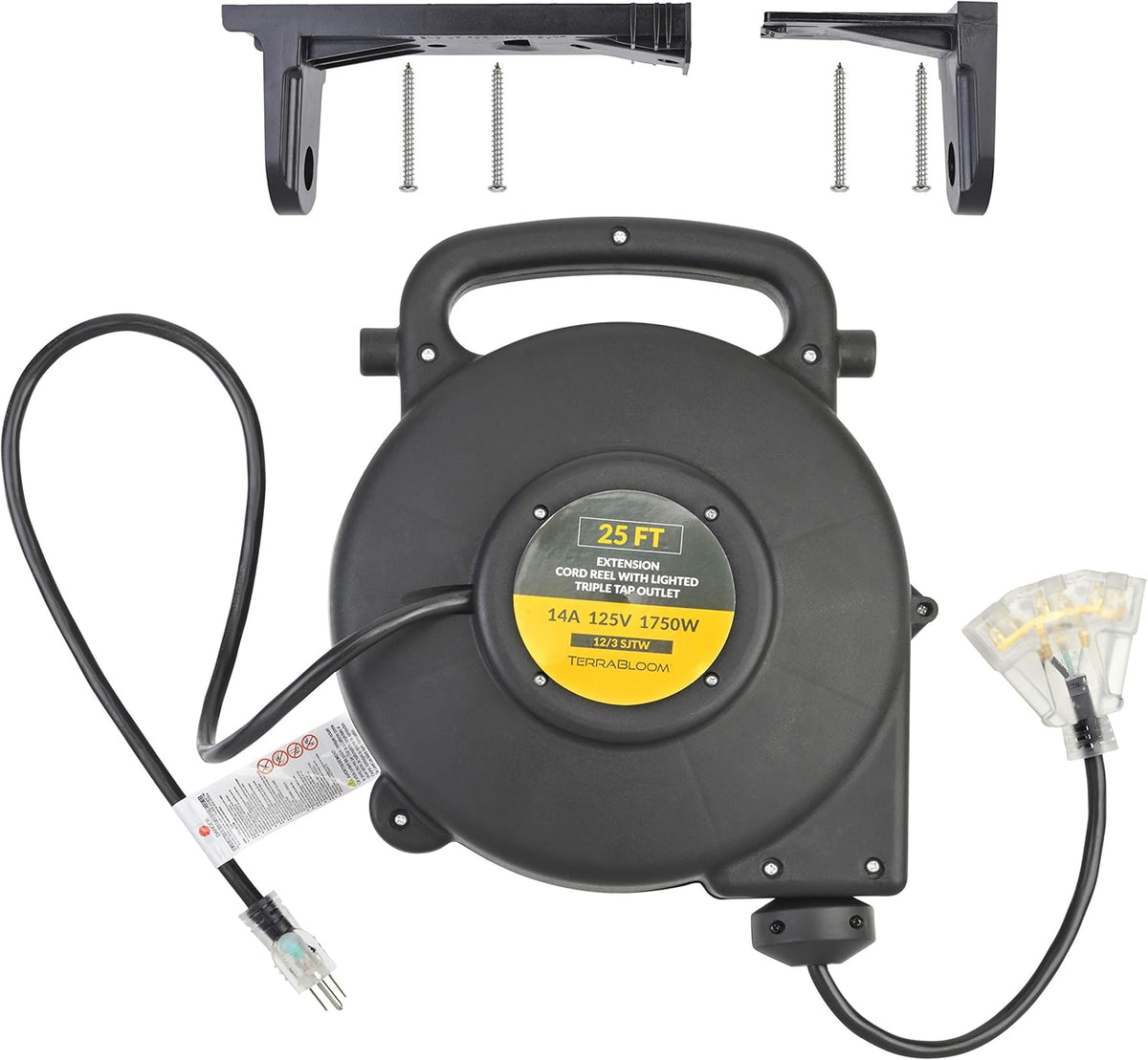 25 Ft 12/3 Retractable Extension Cord Reel O1832