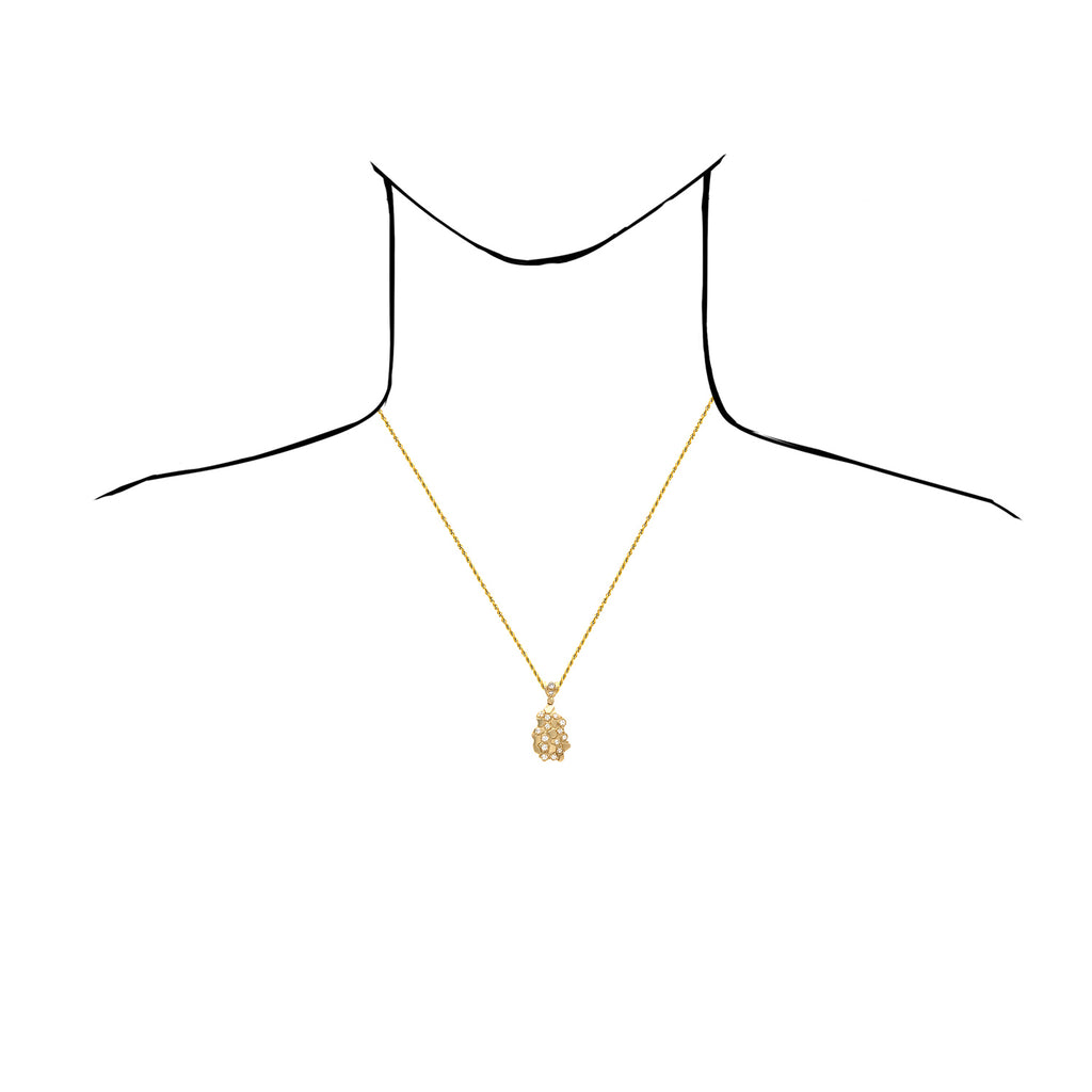10K Yellow Gold Simulated Diamond Nugget Pendant 1.5"-2.3" P529414