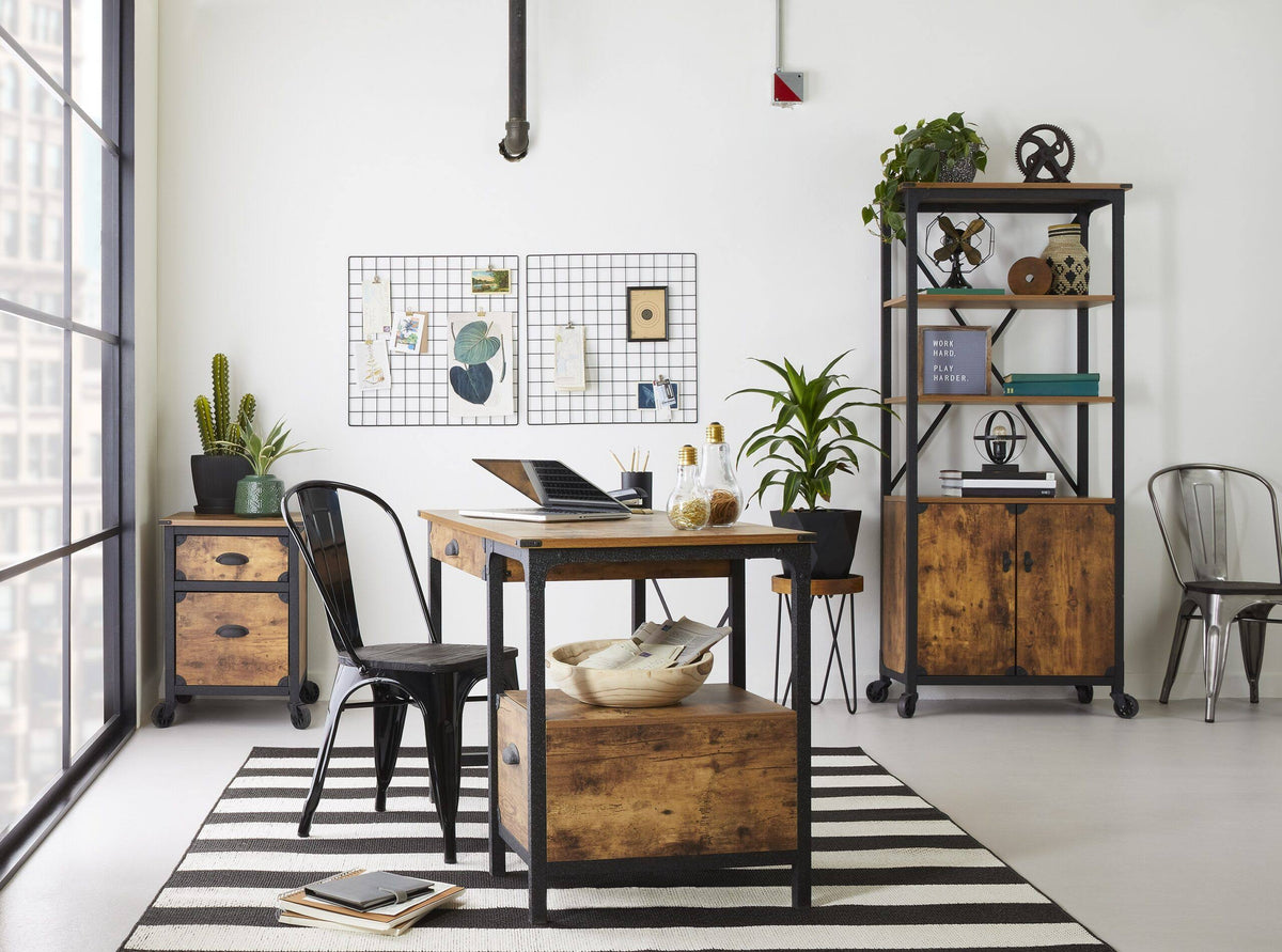 Rustic Bookcase with Doors N344