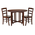 3-Pc Dining Set with Drop Leaf Table and 2 Chairs, Walnut Finish K4916