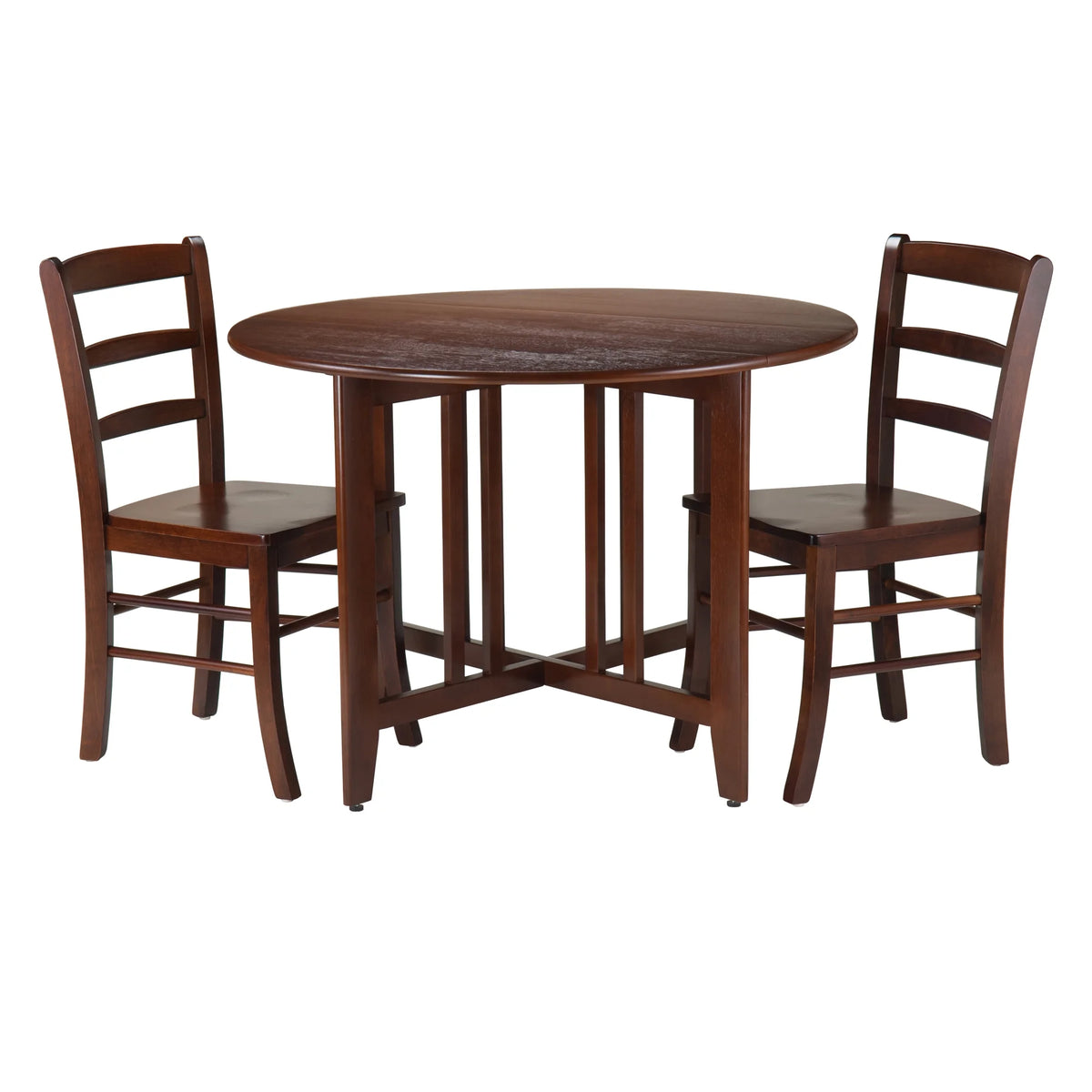 3-Pc Dining Set with Drop Leaf Table and 2 Chairs, Walnut Finish K4916