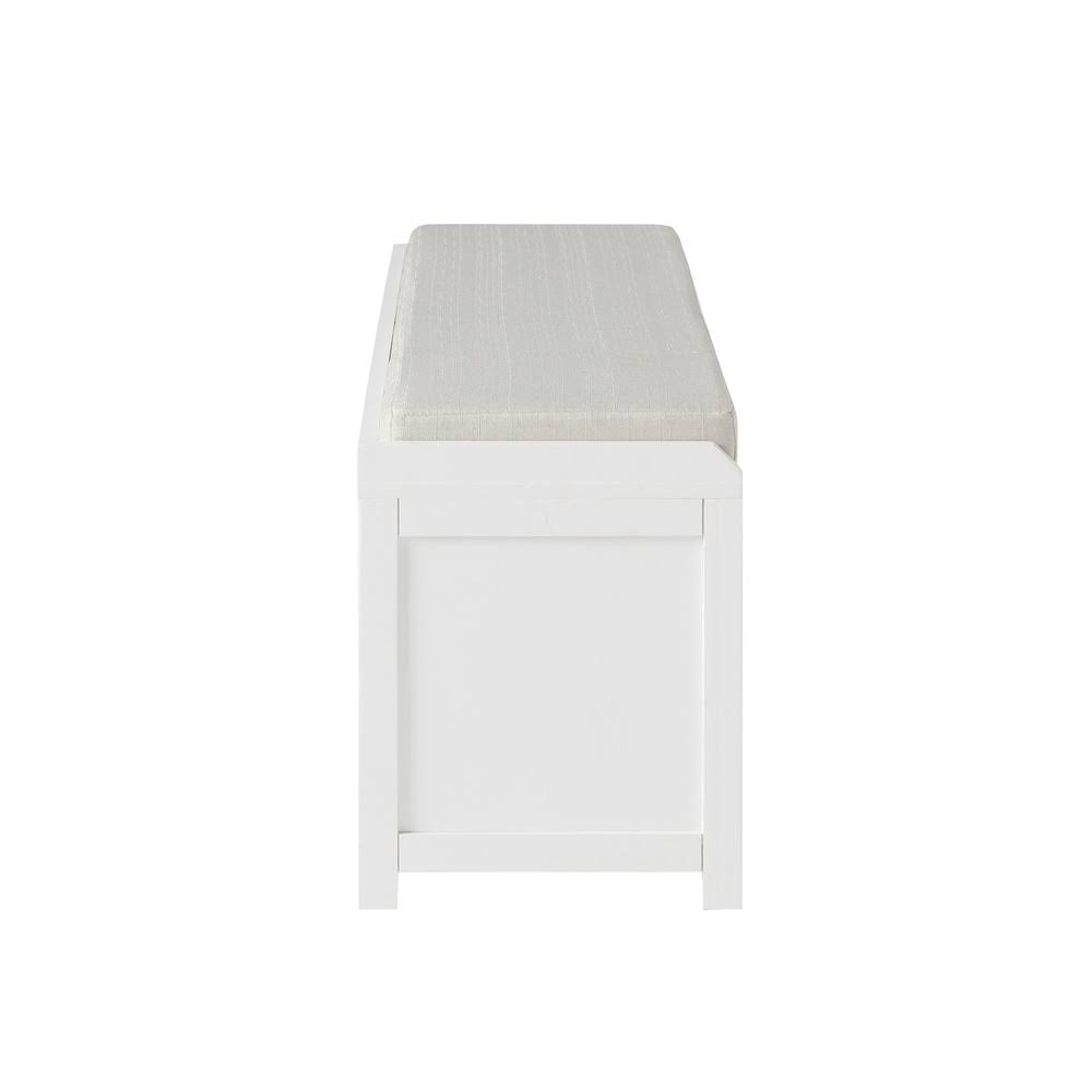 White Wood Storage Bench with Cabinets H7694