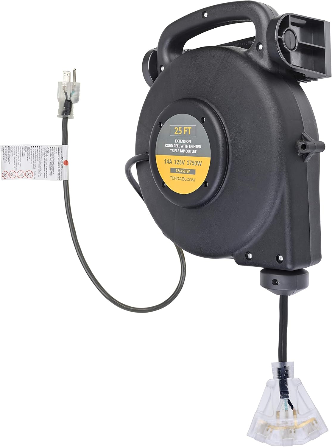 25 Ft 12/3 Retractable Extension Cord Reel O1832