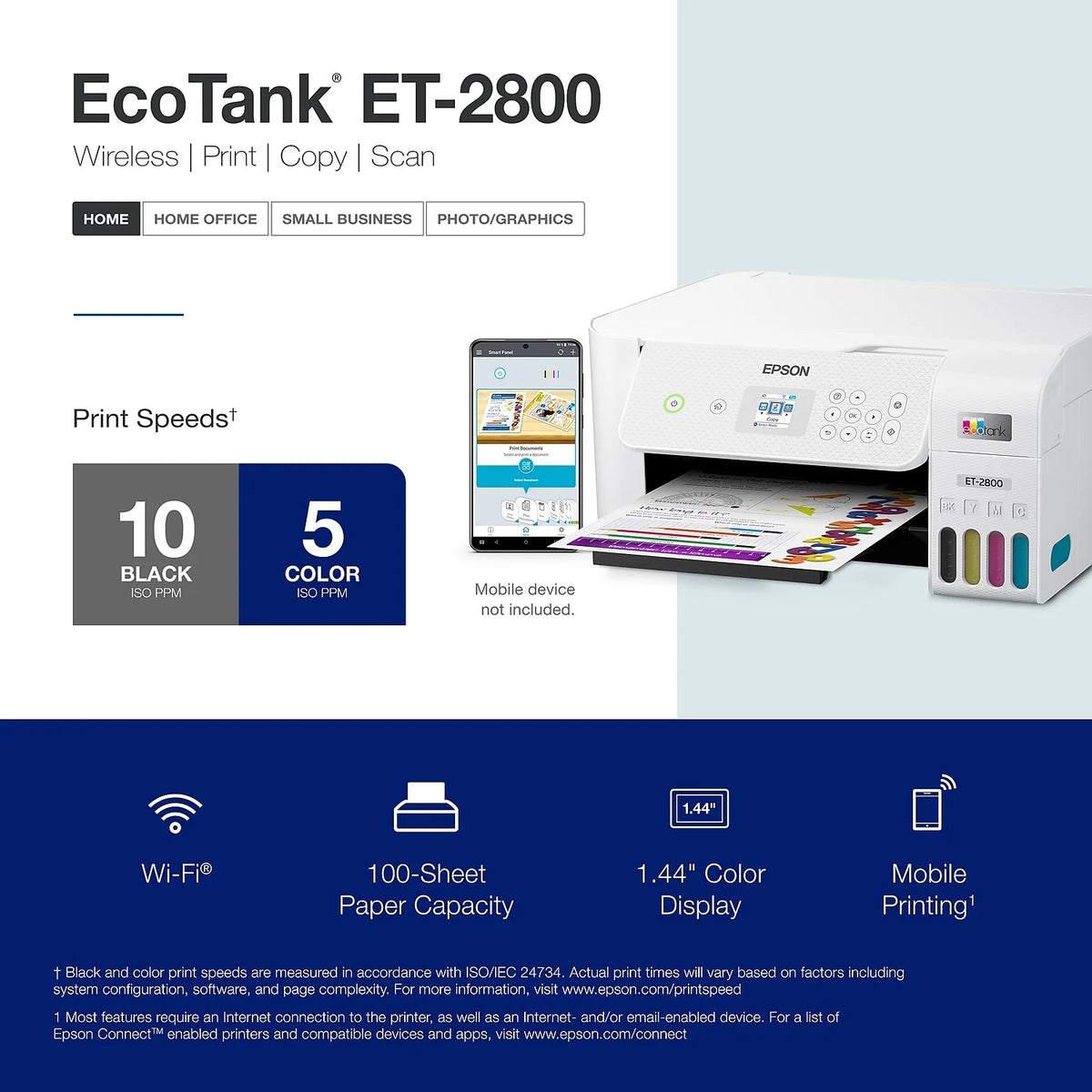 White Wireless All-in-One Supertank Printer E4509