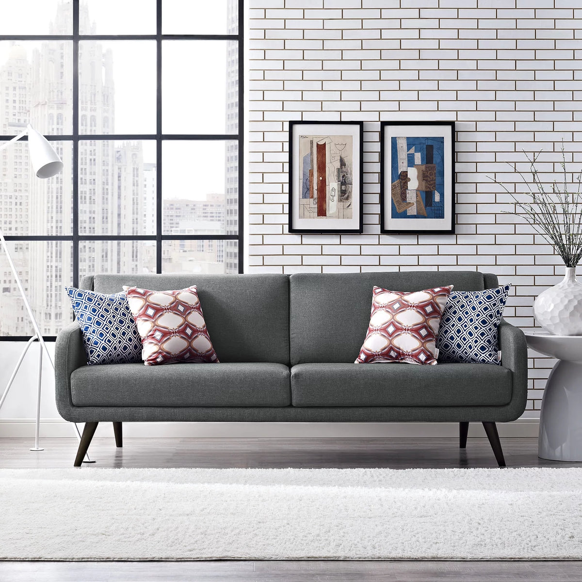 Gray Upholstered Fabric Sofa F963